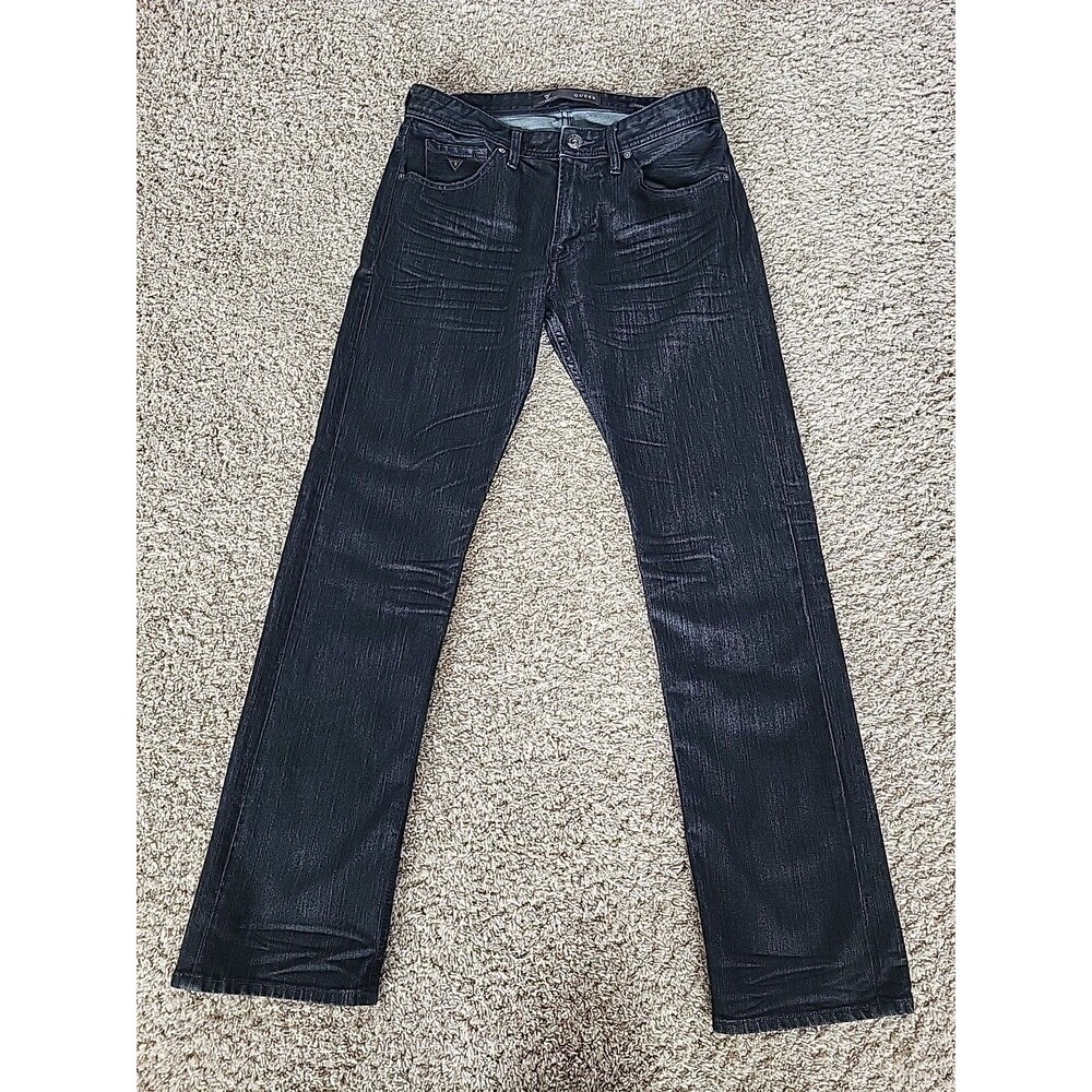 GUESS Los Angeles Men's 31 x 32 Dark Washed Relaxed Straight Jeans